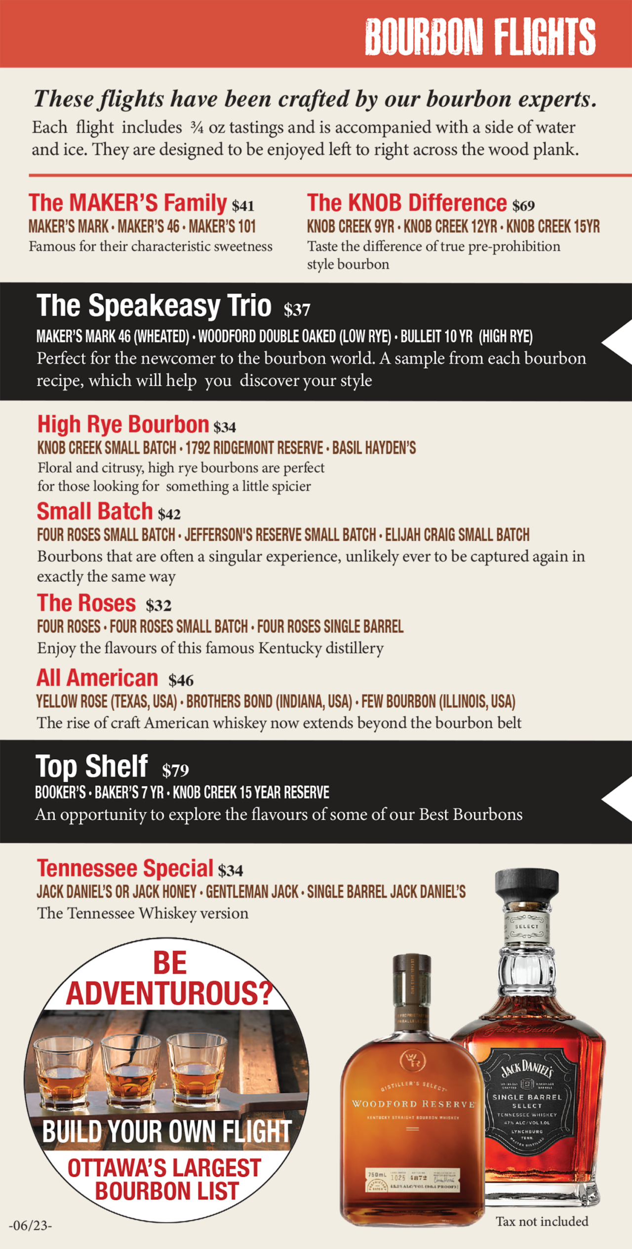 Bourbon Menu | Fatboys